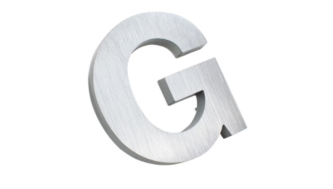 Lettre G fabriquée en aluminium